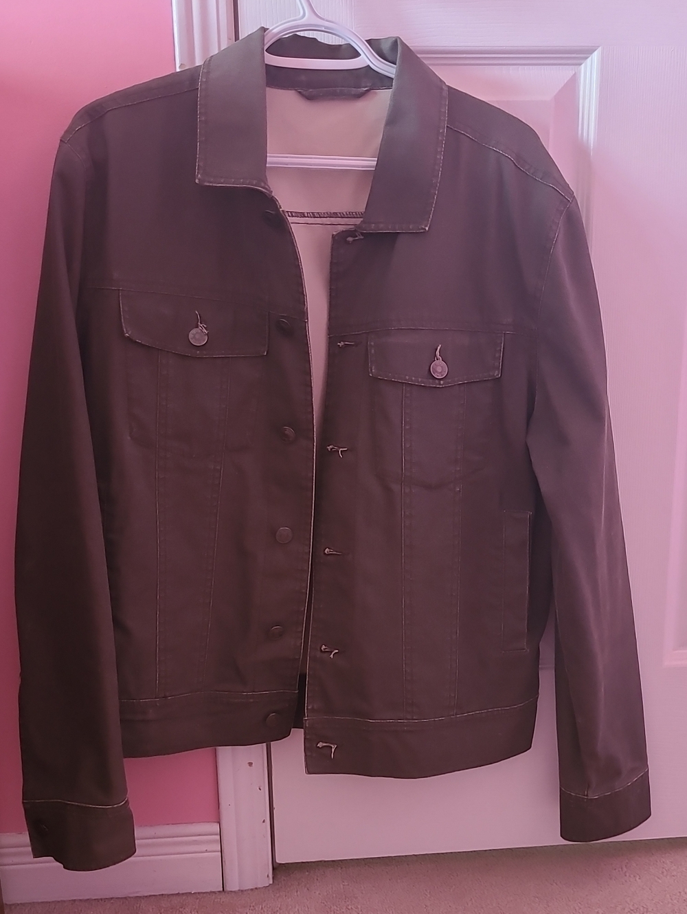Vintage Classic Men's Army Green Lightweight Button-Front Jacket
